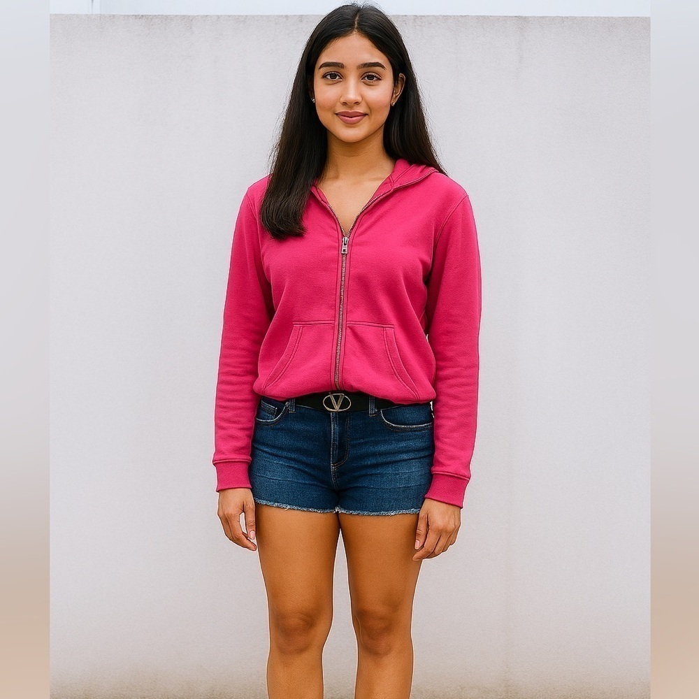 Anthropologie Pink Zip Up Hoodie